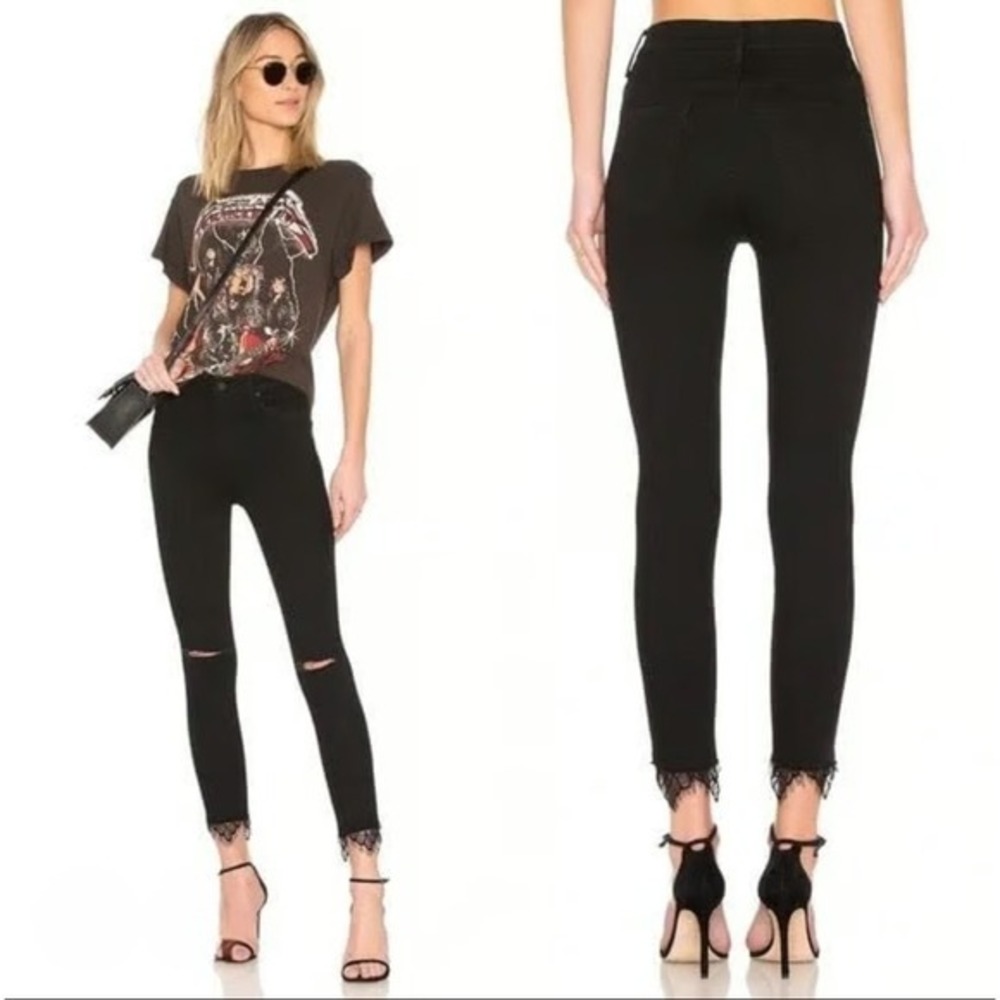 MOTHER The Swooner Dagger Ankle Fray Jeans Black Sheep Wash Size 26‎ NWT